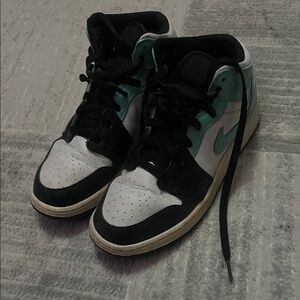 Nike Mid-Top Air Jordans White, Black & Teal